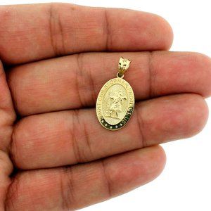 Real 10K Yellow Gold Diamond Cut Saint Christopher Pendant